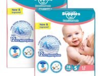 Amazon Brand - Supples Premium Baby Diaper Pants | 156 Baby Diapers | Small | 4-8 Kg | 78 x 2 Packs | 12 Hrs Absorption | Cushiony Cotton Soft Fabric | Phthalates-Free | Triple Leak Guard