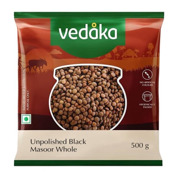 Amazon Brand - Vedaka Unpolished Black Masoor Dal (Whole) | 500 g | No Artificial Colours & Preservatives | Hygienically packed