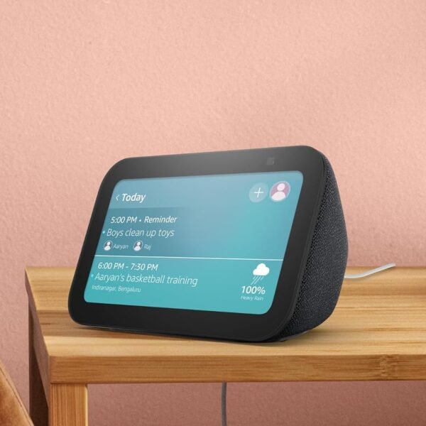 Amazon Echo Show 5 (latest model) | Smart display with Alexa, 2x bass speaker, clearer sound, camera for home monitoring, bluetooth | Charcoal