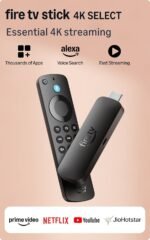 Amazon Fire TV Stick 4K Select (newest model), start streaming in 4K, Alexa voice search, stream lakhs of movies & episodes, free and live TV