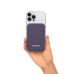 Ambrane Magsafe Wireless 10000Mah Fast Charging Power Bank, Strong Magnet, Micro USB Input, 22.5W Output For Iphone 12 Above, Android & Other Qi Enabled Devices + Magnetic Ring (Aerosync Snap, Purple)