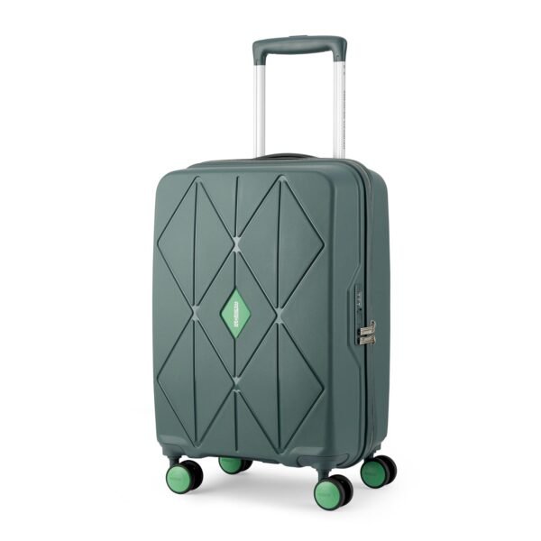 American Tourister Qubiz | Cabin Trolley Bag (55 cm) | 360° 8 Wheel Travel Luggage | Hard Case Polypropylene Suitcase | Recessed Combination Lock | Green