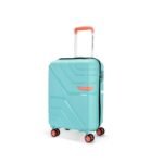 American Tourister Upland Sport 55 CM Small Carry-On Luggage, Polypropylene (PP) Hardside 8 Wheels Spinner Luggage with Combination Lock, Suitcase/Trolley Bag for Travel - Blue
