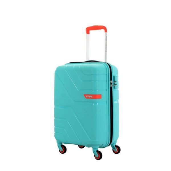 American Tourister Upland Sport 55 CM Small Carry-On Polypropylene (PP) Hard 4 Wheels Spinner Luggage/Suitcase/Trolley Bag for Travel (Pool Blue)