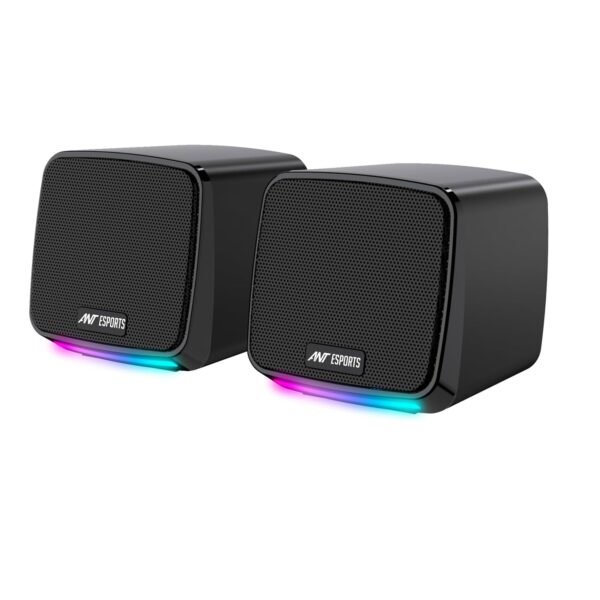 Ant Esports GS195 Computer Speakers with Colorful RGB Lights 5Watts x 2, USB Powered 3.5mm Aux- in Mini PC Speakers, Small Computer Speakers USB Powered 3.5mm Aux Speaker for PC,Laptop,Tablet,Phone