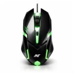Ant Globe 12 Wired Optical Gaming Mouse - 2400 DPI High-Precision Sensor, Multicolour RGB Backlight, 4 Responsive Buttons, Ergonomic Lightweight Design for PC, Mac, Laptop & Desktop (Black)