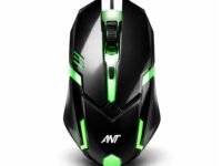 Ant Globe 12 Wired Optical Gaming Mouse - 2400 DPI High-Precision Sensor, Multicolour RGB Backlight, 4 Responsive Buttons, Ergonomic Lightweight Design for PC, Mac, Laptop & Desktop (Black)