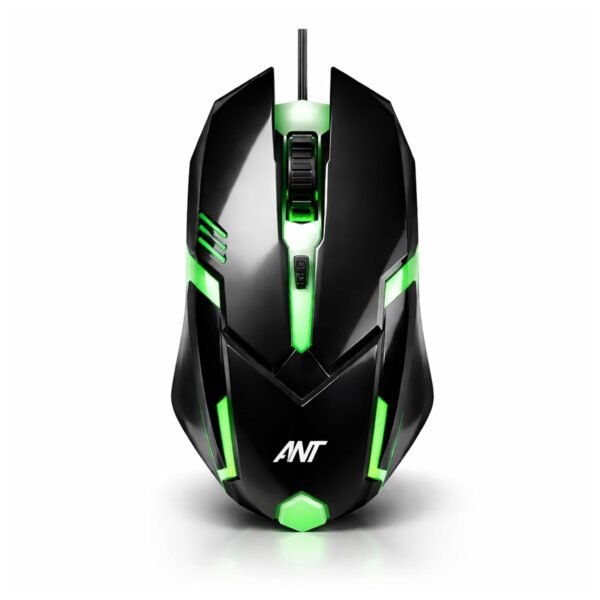 Ant Globe 12 Wired Optical Gaming Mouse - 2400 DPI High-Precision Sensor, Multicolour RGB Backlight, 4 Responsive Buttons, Ergonomic Lightweight Design for PC, Mac, Laptop & Desktop (Black)