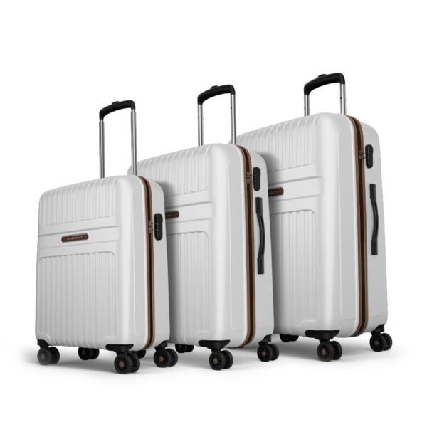 Aristocrat Atlas Set of 3 (Cabin+Medium+Large) Hard Case Trolley Bags, White