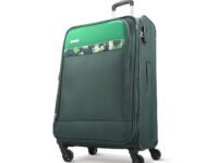Aristocrat Commander Soft Case Large Size (Check-in) Trolley Bag, Green | Spacious, Zipper Expander, Front Pocket, Durable Polyester Case Travel Luggage, Combination Lock, 3-Year Global Warranty