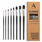 Artist Filbert Paintbrush Set of 8, Professional Paint Brushes for Acrylic, Oil, Watercolour Painting, Perfect for Beginner & Professional, Smooyh Stroke & Precision (Sizes: 0 to 12inch)
