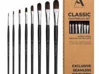 Artist Filbert Paintbrush Set of 8, Professional Paint Brushes for Acrylic, Oil, Watercolour Painting, Perfect for Beginner & Professional, Smooyh Stroke & Precision (Sizes: 0 to 12inch)