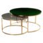 Arts Modern Nesting Coffee Table Set of 2 for Living Room, Balcony, Garden, Round Table with Wood Side, Sturdy Metal Frame-Green Gold & Grey