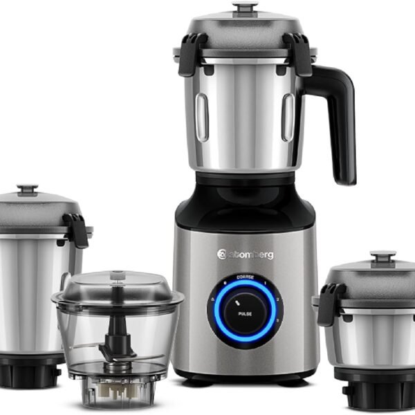 Atomberg Zenova Mixer Grinder with Unique Coarse Mode | Advanced Safety Features | 4 Jars including Unique Chopper Jar with Hands Free Operation (Sand Grey)