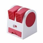 BNF® Quiet Operation USB Desk Fan Easy to Clean Mini Air Conditioner Portable Evaporative Cooler for Office Workers, Students, Desktop, Dorm Room, Outdoor, Red, Rechargeable | Fans Heating