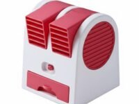 BNF® Quiet Operation USB Desk Fan Easy to Clean Mini Air Conditioner Portable Evaporative Cooler for Office Workers, Students, Desktop, Dorm Room, Outdoor, Red, Rechargeable | Fans Heating