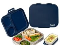 Basil Bento Box Quad Plus – 3+1 Compartment Stainless Steel Lunch Box (1020ml) with BPA-Free Lid | Leak-Proof Tiffin for Kids & Adults | Premium Lunch Box for School, Office & Picnic – Indigo Zen