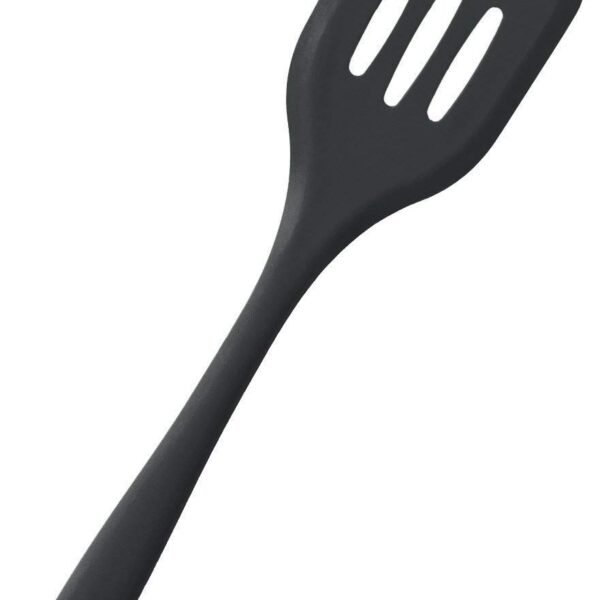 Baskety Silicone Turner Slotted Spatula Non-Stick Flexible Rubber Kitchen Utensil for Fish, Eggs, Pancakes (Black)
