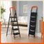 Bathla 5 Step Ascend Steel Ladder for Home Use | Large Platform (36 x 20.5 cm) | Wide Anti-Skid Steps | Safety Hand Grip | Heavy Duty Foldable | 120 kg Capacity | 2-Year Warranty | Orange & Black