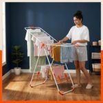 Bathla Foldable Cloth Drying Stand - Neo | 26 Drying Rails | Weather Resistant Alloy Steel Laundry Rack | Lightweight Clothes Dryer Stand for Home & Balcony | 2 Year Warranty (Bright Orange)