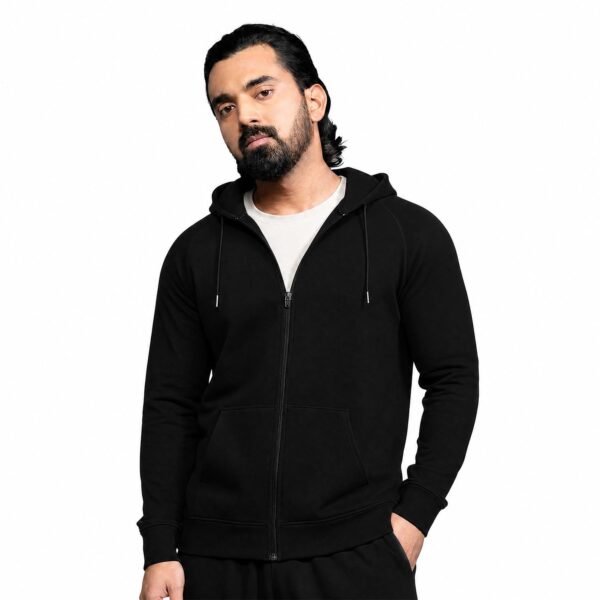 Boldfit Sweatshirt for Man Zipper Hoodies Jackets for Men Stylish Latest Hoodies Man Winter Wear Pullover Casual Sweat Shirt Travel Office Outdoor Cotton Blend with Pockets Full Zipper - Black