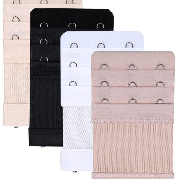 Bra Extender 3 Hooks, Rows Elastic Bra Band Hook Strap Extensions For Women, Pack Of 4