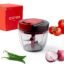 CÜRAA ChopLab Lite Manual Vegetable Chopper for Kitchen Use | By Chef Sanjyot Keer | Mini Chopper for Kitchen with Stainless Steel Blades – 650ml (Red)