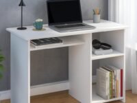 Callas Engineered Wood Computer Desk– Small Modern Writing Desk for Home Office, Bedroom, or Living Room – Sturdy & Simple Laptop Table (CB-ST-03-White)