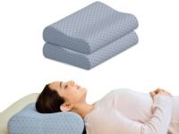 CareFoam Memory Foam Cervical Neck Pillow | 2 Years Warranty | Pain Relief Sleep, Improves Posture Spinal Alignment, Neck Pain Relief | Queen 19 x 11 x 3.5 Inch | Grey Jacquard Cover | Pack of 2