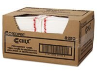 Chix 8252 Food Service Towels, 13 x 21, Cotton, White/Red (Case of 150)
