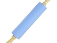 Clazkit Rolling Pin Non Stick Wooden Handle Silicone Dough Roller Baking Tools (Color May Vary)