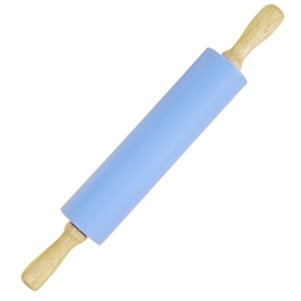 Clazkit Rolling Pin Non Stick Wooden Handle Silicone Dough Roller Baking Tools (Color May Vary)