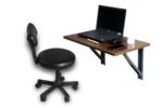 Compal Wall-Mounted Drop-Leaf Folding Kitchen and Dining Laptop Solid Wood Computer Desk Office Work from Home Wall Mounted Folding Table (16x24 Walnut Wall Mount Table)