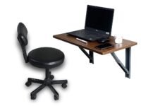 Compal Wall-Mounted Drop-Leaf Folding Kitchen and Dining Laptop Solid Wood Computer Desk Office Work from Home Wall Mounted Folding Table (16x24 Walnut Wall Mount Table)