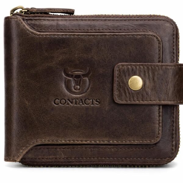 Contacts Men's RFID Blocking Wallet | Genuine Leather Wallet for Men with Rakhi | Gift Set for Brother, Combo (Brown)…