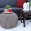 Cotton Knitted Pouf Ottoman Foot Stool/for Living Room, Bedroom Hall, Pouf Ball Chair/Pouf Exterior Ball, Round Ball - Pack of 1
