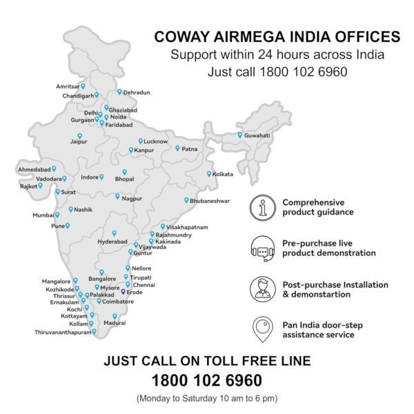 Coway Professional Air Purifier for Home, Longest Filter Life 8500 Hrs, Green True HEPA Filter, Traps 99.99% Virus & PM 0.1 Particles, Warranty 7 Years (AirMega Storm (AP-1220B))