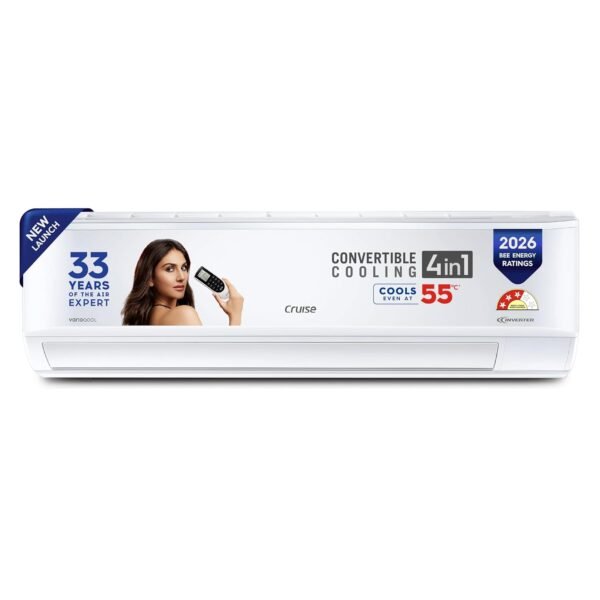 Cruise 2 Ton 3 Star Inverter Split AC (CWCVBM-VQ1D243, White) | Fast Heavy Duty Cooling at 55 °C | 2026 BEE Rated |100% Copper | Convertible 5-in-1 | PM2.5 Filter | Auto-Clean