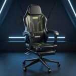 DROGO Phantom Ergonomic Gaming Chair with Premium PU Leather Fabric, Linkage Armrest, Adjustable Neck & Lumbar Pillow | Computer Chair for Study | Home & Office Chair with Recline (Black/Green)