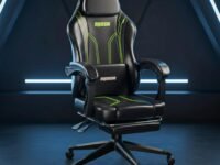 DROGO Phantom Ergonomic Gaming Chair with Premium PU Leather Fabric, Linkage Armrest, Adjustable Neck & Lumbar Pillow | Computer Chair for Study | Home & Office Chair with Recline (Black/Green)