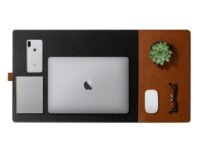 DailyObjects Turf 2.0 Desk Mat | Super Smooth Felt for Home,Office and Gaming | 85 * 45cm | Vegan Leather | Work from Home Solution for Laptop Keyboard and Mouse | Anti Slip Water Resistant | Grey-Tan