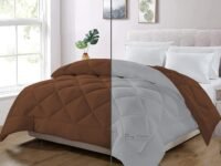 Day Care - Queen Size Bed Comforter for Winter Microfiber 500 GSM Diamond Stitch Reversible Comforter (90" x 90" Inches/228cm x 228cm) - Comforter for Queen Size Bed|Silver/Chocolate Brown
