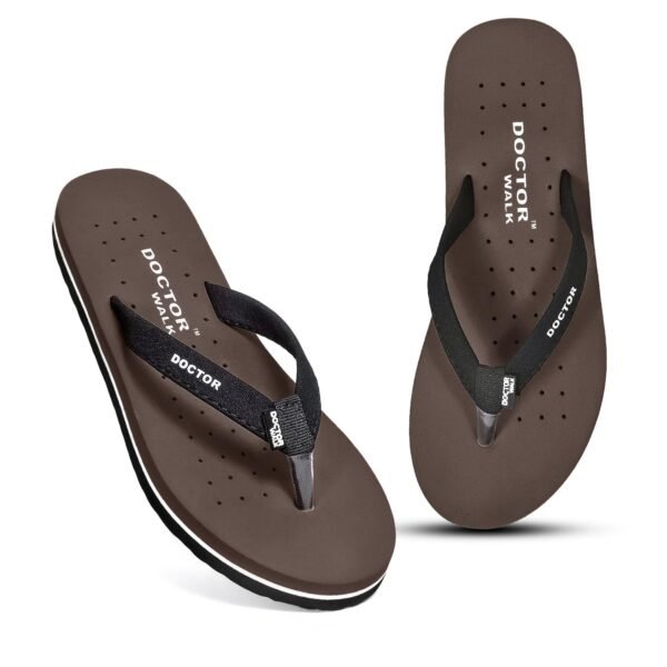 Doctor Walk Orthopaedic Flip Flops, Black, Cushioned Footbed with Anti-Slip Sole Slipper for Women's