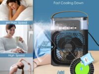 Drumstone (Feel the summer with 15 Years Warranty) Black Portable Air Conditioner Fan, USB Powered Mini Air Cooler for Room, Personal AC Desk Fan with 3 Speed Cooling, Portable