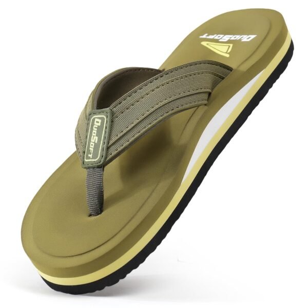 Duosoft Men's Slipper Flip Flops, Black, Anti-Skid Rubber Sole, Superior Shock Absorption, Strong Arch Support, Super Soft