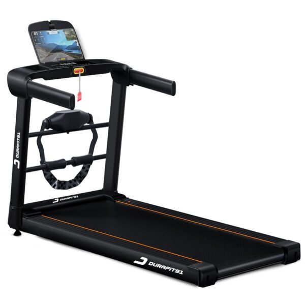 Durafit91™ Ace Multifunction 4.5 HP Peak BLDC Motorized Treadmill | 16 Km/Hr Max Speed | 120 Kg User Weight | Manual Foldable | Bluetooth Speaker | Wynd app | Home use