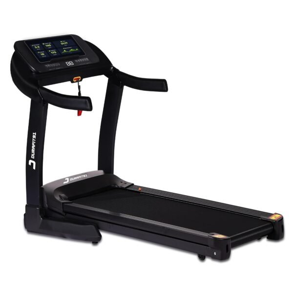Durafit91™ Velox Pro 6 HP Peak BLDC Motor |Max User Weight 150 Kg|Hydraulic Foldable Treadmill|Running Surface:L -1350mm&W -500mm|25 Level Auto Incline|18 Km/Hr Max Speed|Bluetooth Speaker|Wynd app