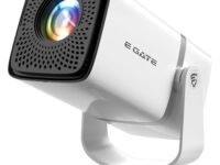 E GATE Atom 3X Projector 4k Ultra HD Full HD 1080p Native Automatic Home Projector for Room | 300 ISO | Rotatable Design | Android Netflix Prime | ARC-HDMI USB WiFi-6 BT Screen Mirroring Egate