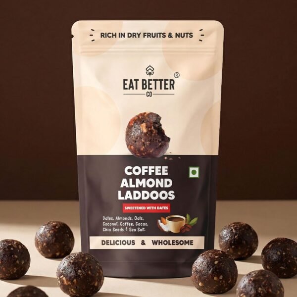 EAT BETTER CO - Coffee & Almond Sugar-Free Laddoos | Energy-Bar Replacement | 95% Dry-Fruits | High Protein & Instant Energy, Pack Of 20 - Healthy Chocolate No Added Sugar, 200 Gram