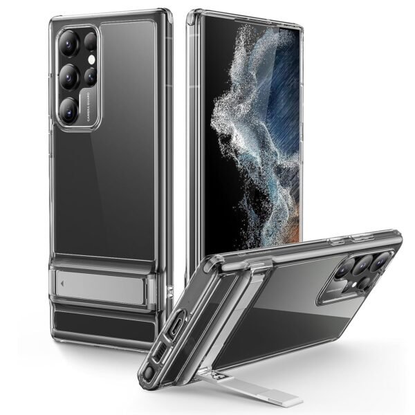 ESR for Samsung Galaxy S22 Ultra Case with Stand, 3 Kickstand Modes, Clear | Supports Wireless Charging, Military-Grade Drop Protection, TPU, Slim